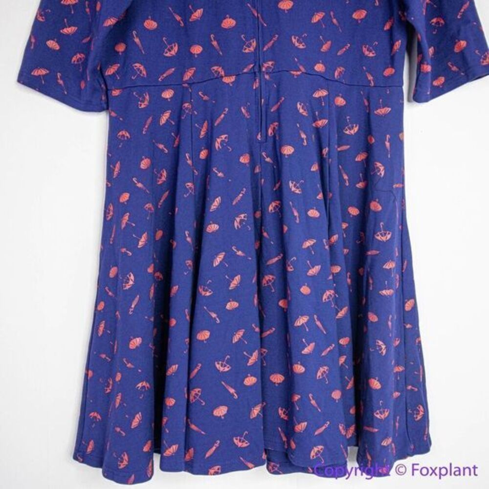 Unique Vintage‎ Gwynnie Bee Umbrella Print Navy Dress, plus size 0X - Picture 13 of 16